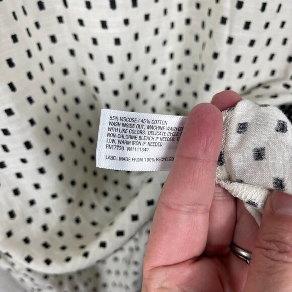 Knox Rose boho midi dress ditsy square dot print off white black M puff sleeve - Picture 7 of 9